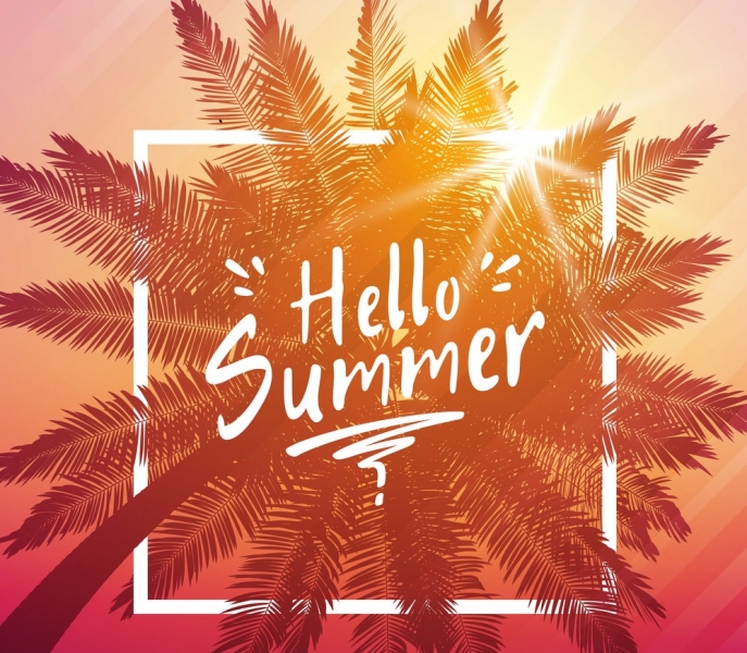 hello-summer-background-with-palm-and-frame-vector-19597072